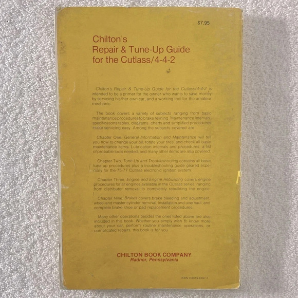 Vintage Chilton’s Cutlass /4-4-2  1970-77 Repair And Tune Up Guide - Picture 16 of 16